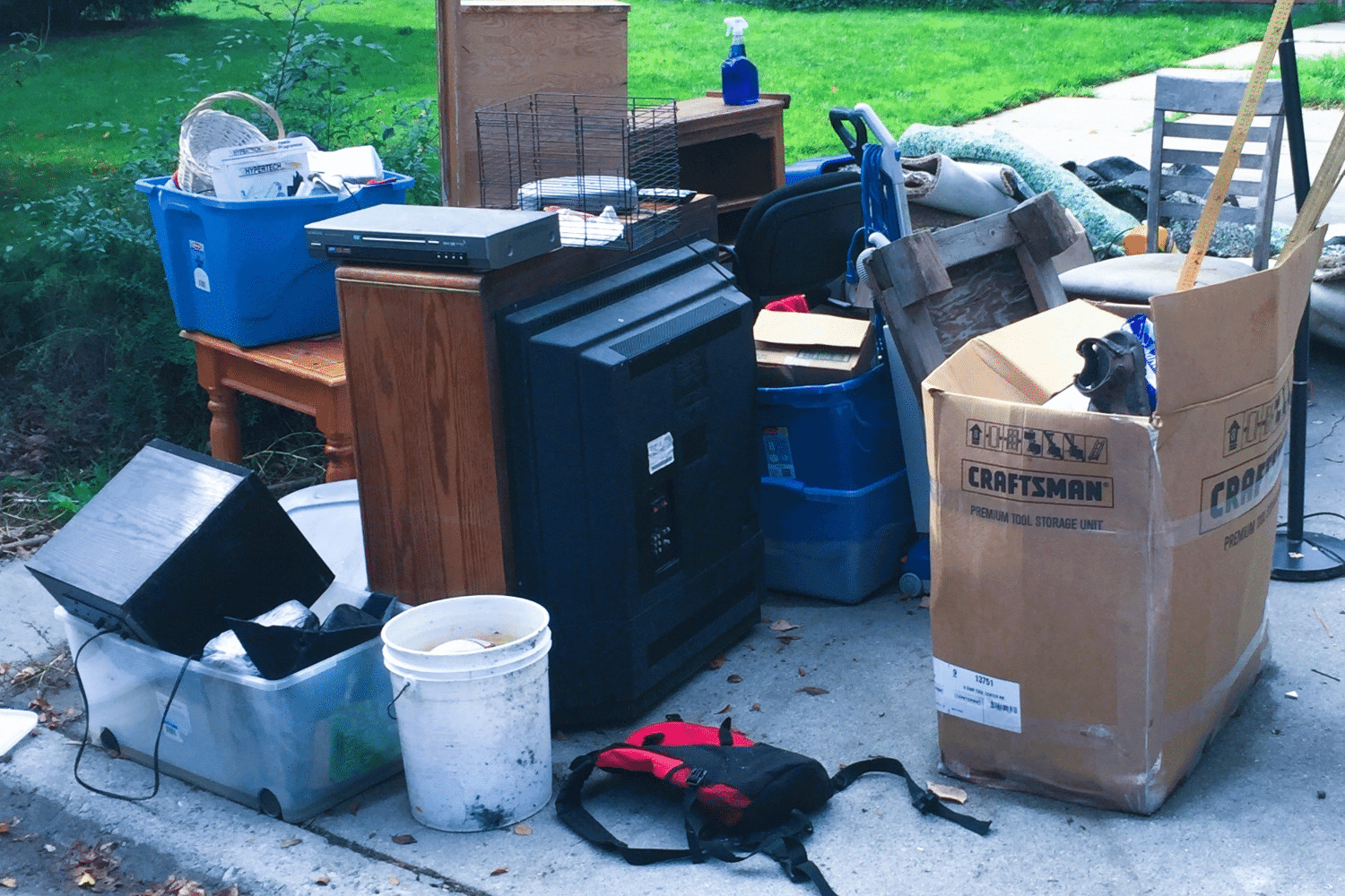 junk in a driveway