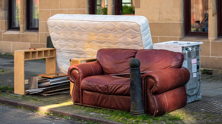 couch and matress sitting in lawn